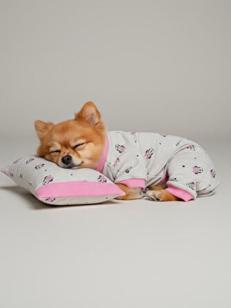 Minnie Pembe Köpek Uyku Takımı | Pamuklu Penye Köpek Tulumu ve Mini Yastık | Küçük Irklar İçin | Tüy Dökülmesini Azaltır