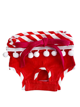 Red Frilly Dişi Köpek Regl Külotu | Köpek Donu | Köpek İç Çamaşırı | Ayarlanabilir Bağcıklı | Küçük Irklar İçin