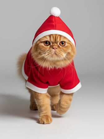 Bear Biscotti Kırmızı Xmas Kedi Kıyafeti | Kapüşonlu Polar Noel Sweatshirt | Küçük Irklar İçin