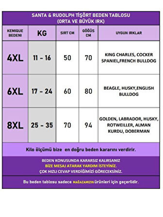 Noel Baba ve Geyik Baskılı Kırmızı Pamuklu Yılbaşı Köpek Tişörtü | Orta ve Büyük Irklar İçin