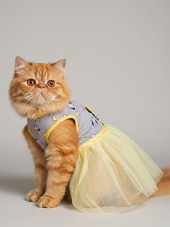 Sevimli Fare Sunny Tütü Kedi Kıyafeti | Sarı Tütülü Elbise | Kediler İçin
