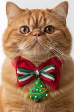 Yılbaşı Ağacı Kedi Papyon Tasması | Kırmızı Fiyonk Boyun Aksesuarı | Noel Temalı Kedi Süsü
