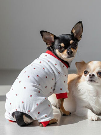 Berry Köpek Tulumu | Pamuklu Penye Köpek Pijaması | Küçük Irklar İçin | Tüy Dökülmesini Azaltır