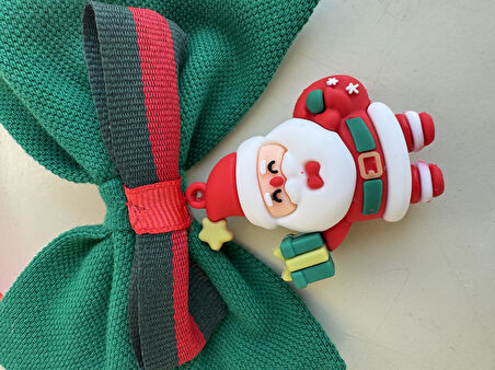 Noel Baba Kedi Papyon Tasması | Yeşil Kırmızı Fiyonk Boyun Aksesuarı | Noel Temalı Kedi Süsü