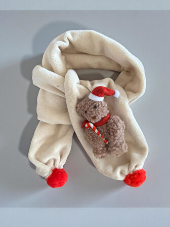 Teddy Santa Yılbaşı Köpek Atkısı | Polar Peluş Köpek Atkısı | Köpek Yılbaşı Aksesuarı | Orta ve Büyük Irklar İçin