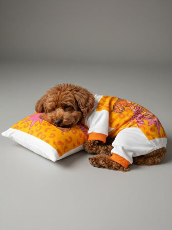 Tiger Köpek Uyku Takımı | Pamuklu Penye Köpek Tulumu ve Mini Yastık | Küçük Irklar İçin | Tüy Dökülmesini Azaltır