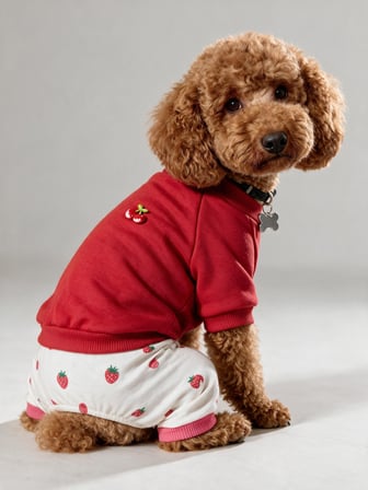 Tatlı Çilek Duo – Çilekli Köpek Tulum & Sweat Kombini