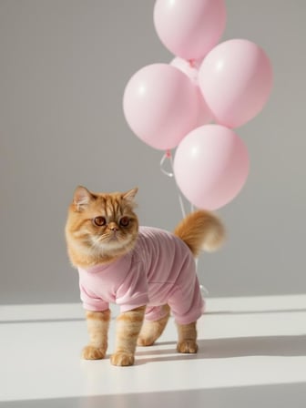 Soft Pink - Pastel Pembe Pamuklu Kedi Tulum Pijama