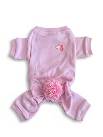 Tassel &  Rainbow Soft Pink Pamuklu Köpek Tulumu Pastel Pembe Pijama