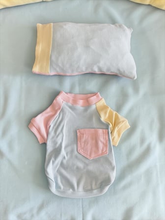 Bubbles Pastel Köpek Uyku Takımı | Mini Yastıklı Şeker Renkli Yazlık Köpek Pijama Seti | Küçük Irklar İçin