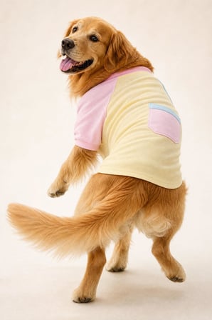 Soft Sun Orta ve Büyük Irk Köpek Tişörtü | Lacivert Kırmızı Yazlık Köpek Kıyafeti