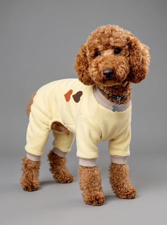 Winter Hearts Köpek Tulumu | Pamuklu Polar Köpek Pijaması | Küçük Irklar İçin | Tüy Dökülmesini Azaltır