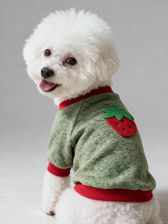 Çilek Tadında Köpek Sweatshirt – Kırmızı Yeşil - Sıcacık