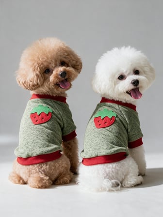 Çilek Tadında Köpek Sweatshirt – Kırmızı Yeşil - Sıcacık