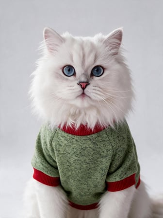 Çilek Tadında Kedi Sweatshirt Yeşil Kırmızı Sıcak Tutan Yumuşak Kedi Kıyafeti