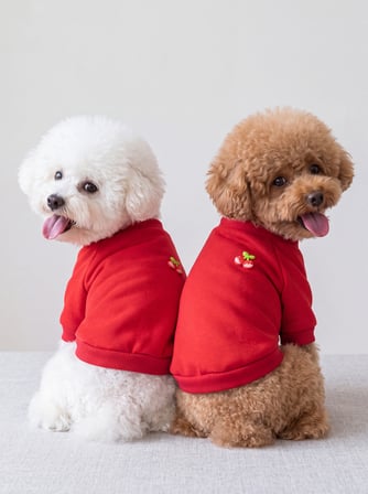 Kiki Kiraz Detaylı Kırmızı Köpek Polar Sweatshirt