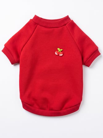 Kiki Kiraz Detaylı Kırmızı Köpek Polar Sweatshirt