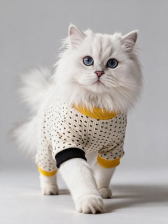 Spotty Sunny Minny Kedi Tulumu | Siyah Beyaz Puantiyeli Penye Kedi Pijaması