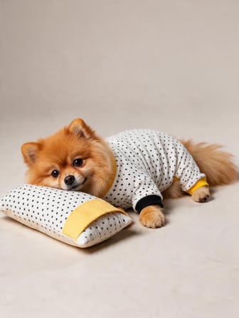 Spotty Sunny Minny Köpek Uyku Seti | Siyah Beyaz Puantiyeli Penye Köpek Tulumu ve Mini Yastık