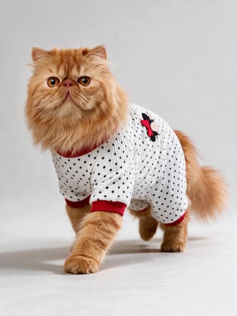 Polka Dot Rouge Minny Kedi Tulumu | Siyah Beyaz Puantiyeli Penye Kedi Pijaması