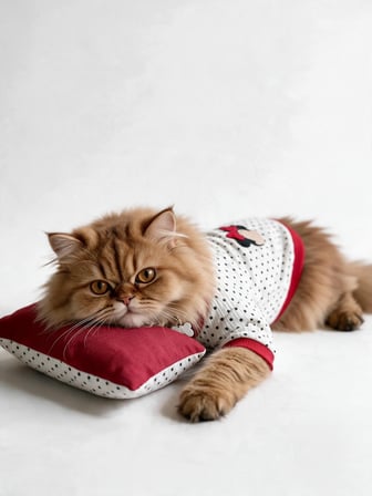 Polka Dot Rouge Minny Kedi Uyku Seti | Siyah Beyaz Puantiyeli Penye Kedi Tulumu ve Mini Yastık | 2 Parça