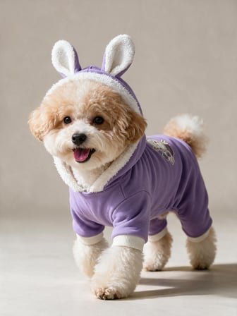 Bibelot Lavender Polar Köpek Tulumu | Yumuşacık ve Sıcacık Bunny Kulaklı Tulum