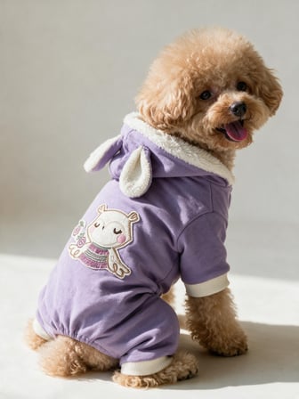 Bibelot Lavender Polar Köpek Tulumu | Yumuşacık ve Sıcacık Bunny Kulaklı Tulum