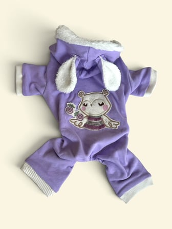 Bibelot Lavender Polar Köpek Tulumu | Yumuşacık ve Sıcacık Bunny Kulaklı Tulum