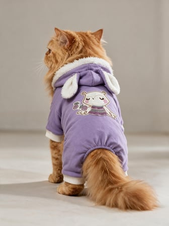 Bibelot Lavender Polar Kedi Tulumu | Yumuşacık ve Sıcacık Bunny Kulaklı Tulum