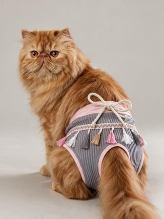 Mini Tassel Lilly Dişi Kedi Regl Külotu | Don | Kedi İç Çamaşırı | Ayarlanabilir Bağcıklı | Küçük Irklar İçin