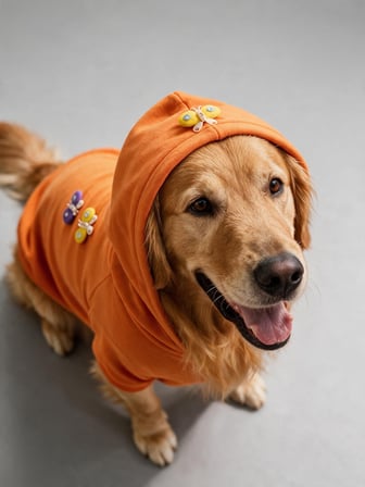 Mariposa Orange Hoodie | Kelebek Detaylı İnce Polar Orta Ve Büyük Irk Köpek Sweatshirt 