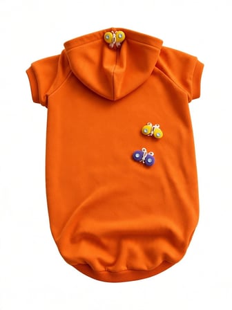 Mariposa Orange Hoodie | Kelebek Detaylı İnce Polar Orta Ve Büyük Irk Köpek Sweatshirt 
