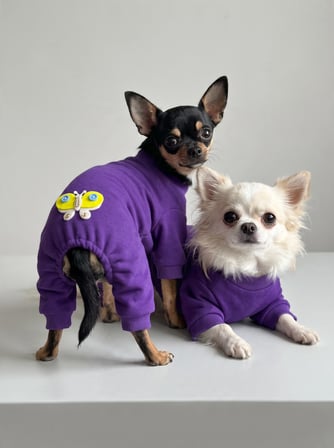 Butterfly Violet Köpek Tulumu | Mor Renk 3D Yumuşak Kelebek Aksesuarlı Penye Köpek Kıyafeti