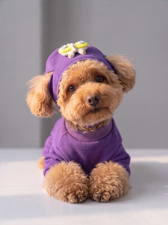 Violet Wings Köpek Bere ve Tulum Kombini | Mor Renk 3D Kelebek Aksesuarlı Penye Köpek Kıyafeti
