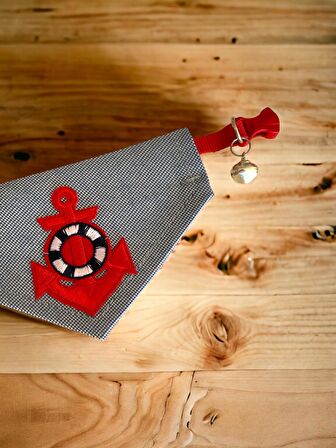 Anchor Denim Kedi Bandana, Fular, Kedi Kıyafeti Kedi Elbisesi, Kedi Tasması