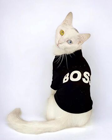 Patron Boss Siyah Kedi Tişörtü 