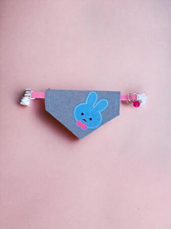 Blue Bunny Kedi Bandana, Fular, Kedi Kıyafeti Kedi Elbisesi, Kedi Tasması