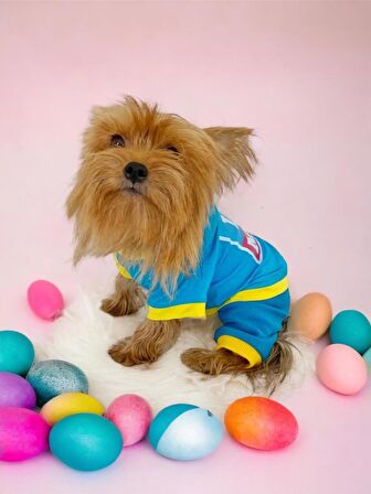 Hediye Paketli, Annelere Hediye, Love Mom Blue Penye Tulum Köpek Tulumu Köpek Elbisesi, Anneler Günü