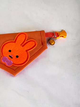 Orange Bunny Kedi Bandana, Fular, Kedi Kıyafeti Kedi Elbisesi, Kedi Tasması