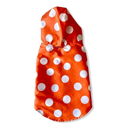 Mega Dots Orange Yağmurluk Kapşonlu  Köpek Yağmurluğu 
