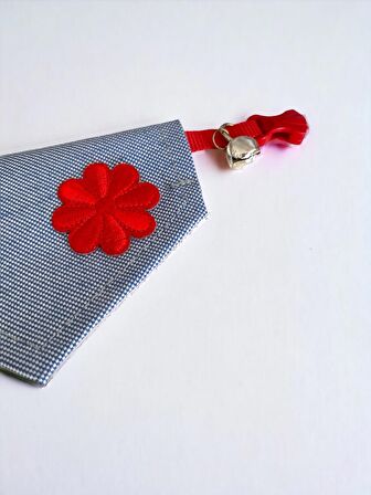 Red Flower Kedi Bandana, Fular, Kedi Kıyafeti Kedi Elbisesi, Kedi Tasması