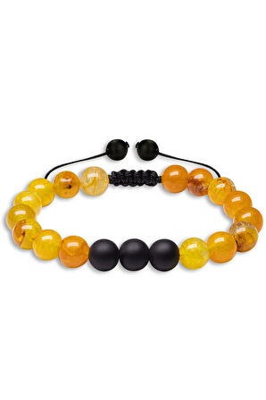 Doğal Damarlı Turuncu Akik Taşı Doğaltaş Bileklik Seti