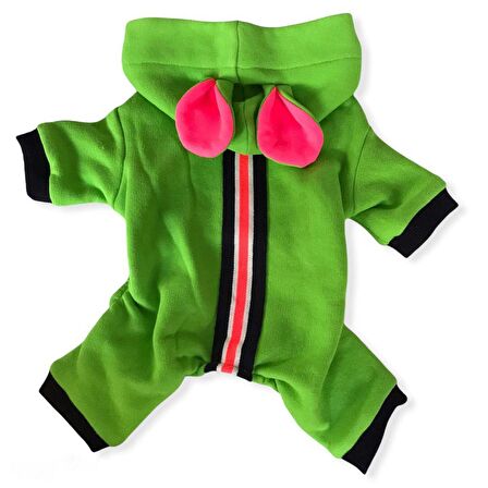 Shipy Pink Stripe Kulaklı Kedi Tulumu,Kıyafeti