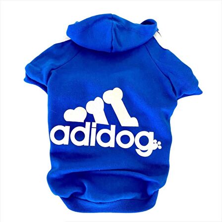 Saks Mavi Adidog Kapşonlu Duo Köpek Sweatshirt Köpek Kazağı