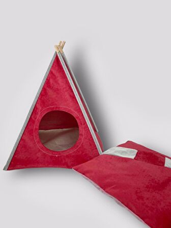 Tepee Five Kedi Evi, Kedi Barınağı, Kedi Çadırı, Minderli Kedi Yatağı