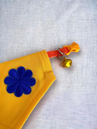 Yellow Blue Kedi Bandana, Fular, Kedi Kıyafeti Kedi Elbisesi, Kedi Tasması