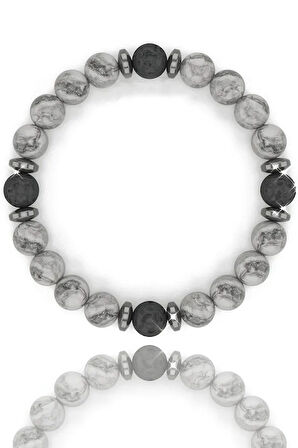 Aşk Nazar Huzur Doğal Taş Bileklik (zebra Jasper Lav Taşı)