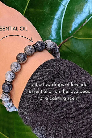 Aşk Nazar Huzur Doğal Taş Bileklik (zebra Jasper Lav Taşı)