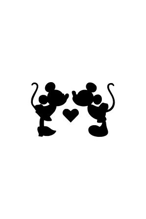 Öpüşen Mickey Minnie Sticker Duvar Dekor Sticker 40 x 24 cm
