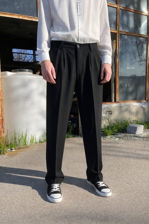 Premium Baggy Kumaş Pantolon Siyah